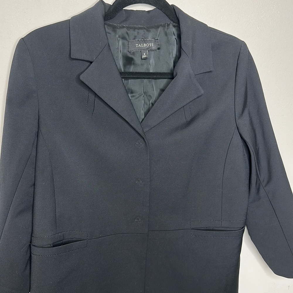 T6 Talbots  Black single breasted crossover collar blazer sz 8